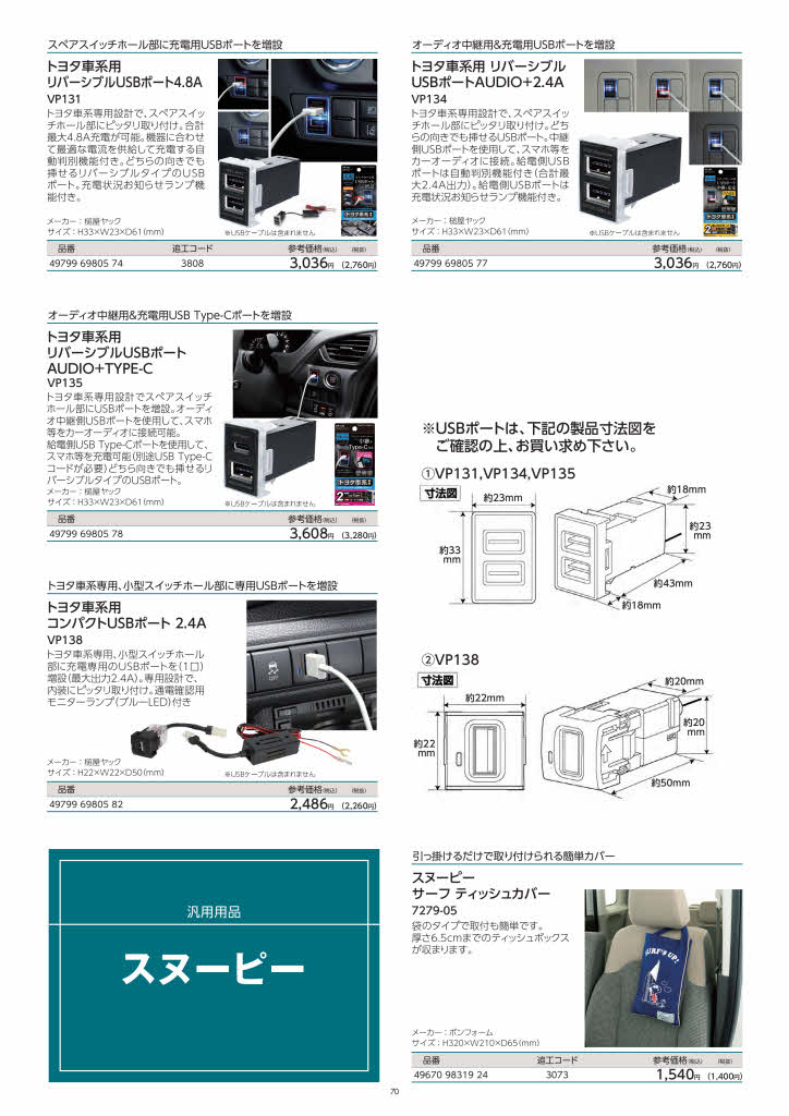 用品カタログ | トヨタカローラ栃木